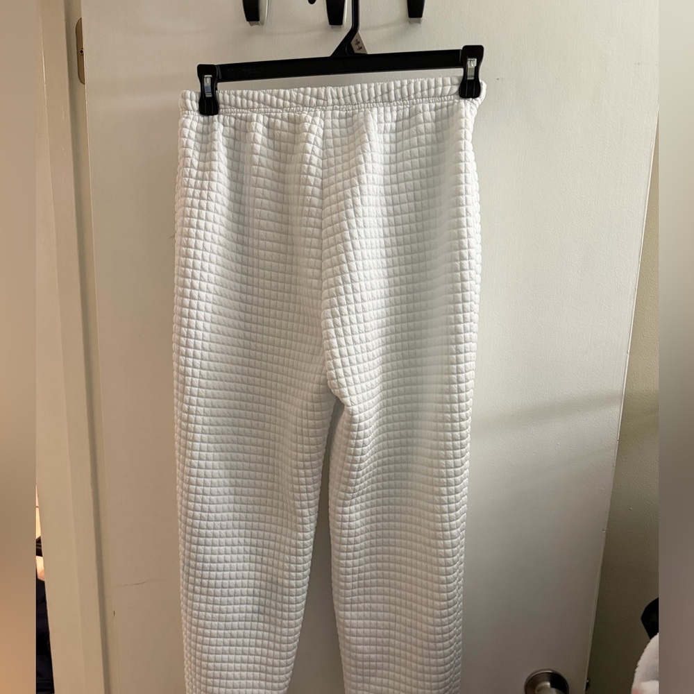 White Textured Joggers
